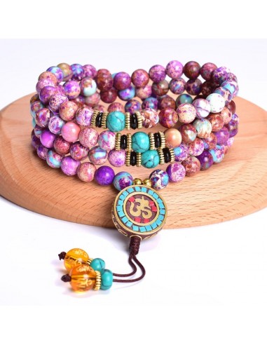 Bracelet Mala de Méditation en Jaspe Violet est présent 