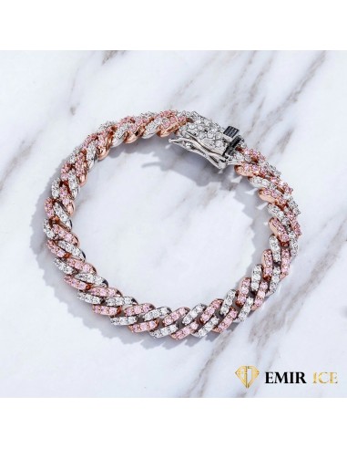 BRACELET CUBAN LINK FEMME OR ROSE ET OR BLANC - 9MM votre