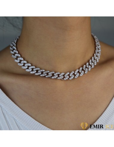 COLLIER MAILLE CUBAINE FEMME "PURE CRYSTAL" - 12MM français