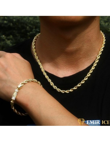 SET DE COLLIER ET BRACELET EMIR TORSADÉ OR JAUNE - 6MM Dans la société mordern