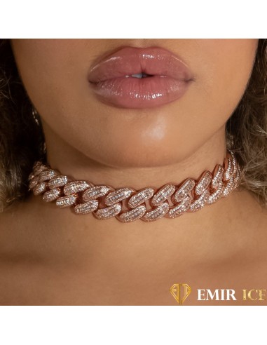 CHAINE BAGUETTE CUBAINE FEMME OR ROSE - 16MM (ancienne collection) le concept de la Pate a emporter 