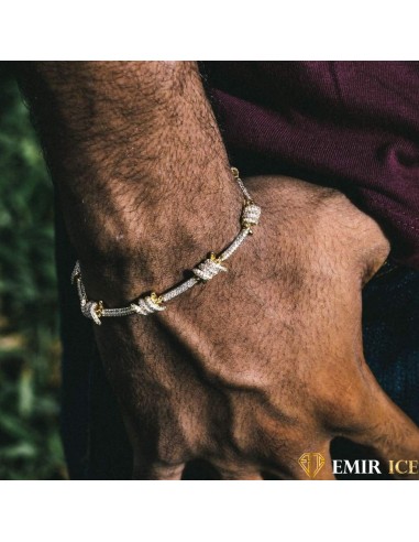 BRACELET EMIR BARBELÉ OR JAUNE Pour