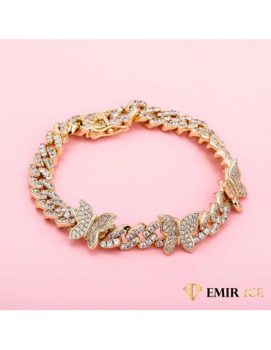 BRACELET CUBAN LINK PAPILLON FEMME OR JAUNE - 9MM des créatures d'habitude