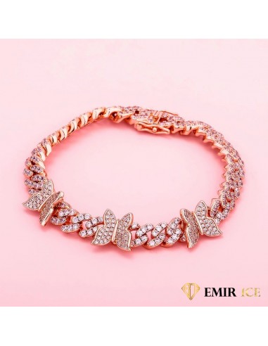 BRACELET CUBAN LINK PAPILLON FEMME OR ROSE - 9MM chez Cornerstreet bien 