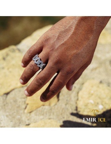 BAGUE CUBAINE PRONG LINK OR BLANC Les magasins à Paris et en Île-de-France