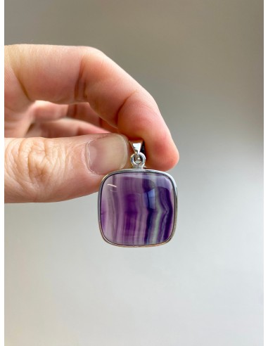 Pendentif en Fluorite serti argent 925 (créativité / concentration) Vous souhaitez 