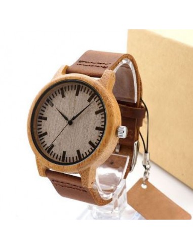 Montre à Quartz en bois de bambou "Nature Zen" soldes