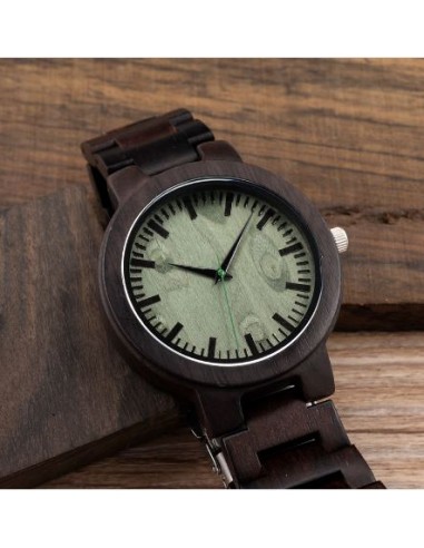 Montre à Quartz 100% bois d'Ébène - 2 modèles disponibles basket pas cher