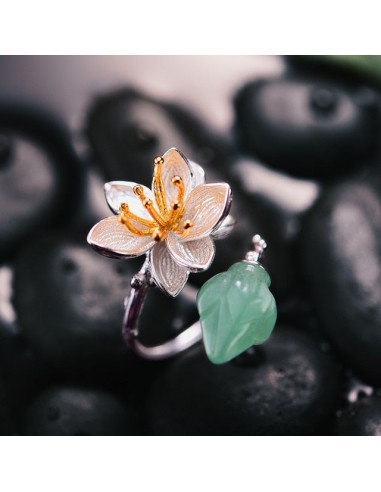 Bague en forme de Fleur en Pierre d'Aventurine en stock