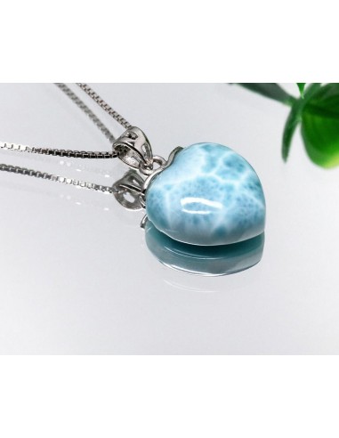 Pendentif "Coeur de l'océan" Larimar en Argent Sterling de technologie