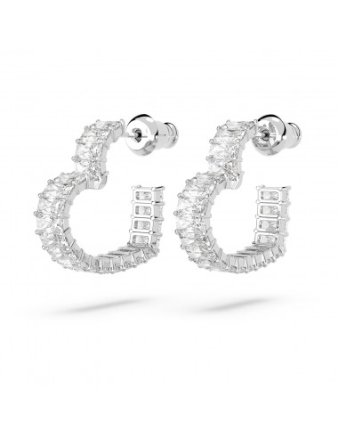 Matrix - Cœur - Blanc Argenté - Boucles d'oreilles - Swarovski Par le système avancé 