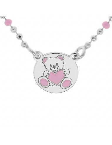 Ourson Rose - Argent - Collier Fin de série