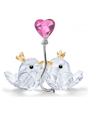 Inséparables et Cœur Rose - Figurine - Swarovski de technologie