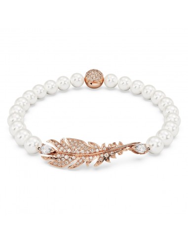 Nice - Blanc Doré Rose - Plume - Taille M - Bracelet - Swarovski solde